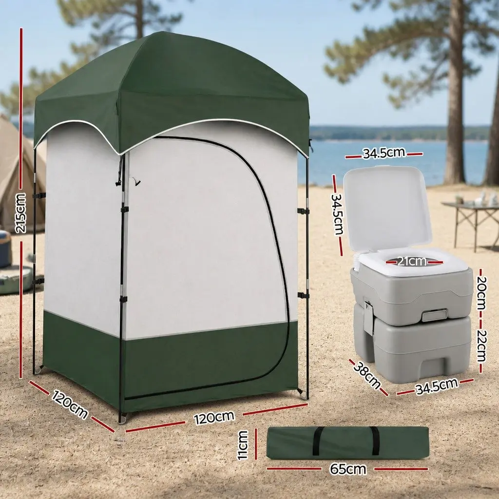 Portable Toilet Shower Tent Camping Set 20L Privacy Changing Room Outdoor Loo