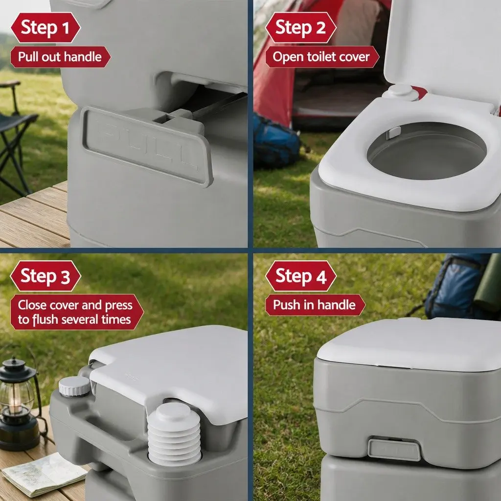 Portable Toilet Shower Tent Camping Set 20L Privacy Changing Room Outdoor Loo