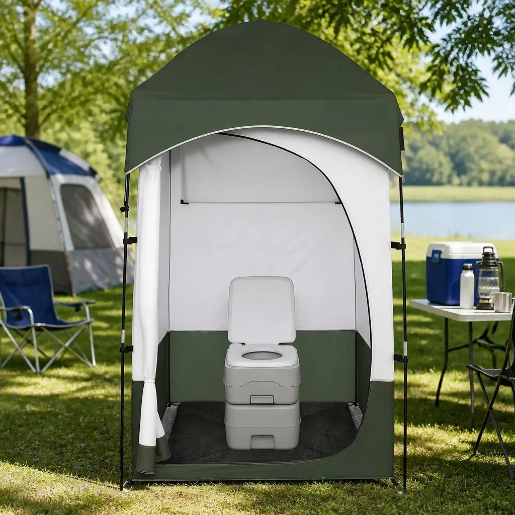 Portable Toilet Shower Tent Camping Set 20L Privacy Changing Room Outdoor Loo