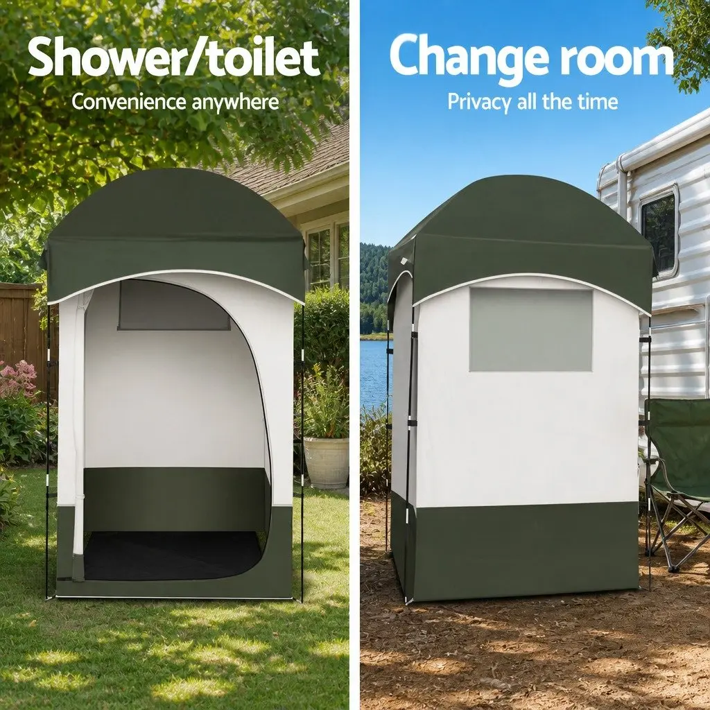 Portable Toilet Shower Tent Set Grey Green 22L Waste Tank 14L Freshwater Tank Quick Assembly Outdoor Privacy Ensuite