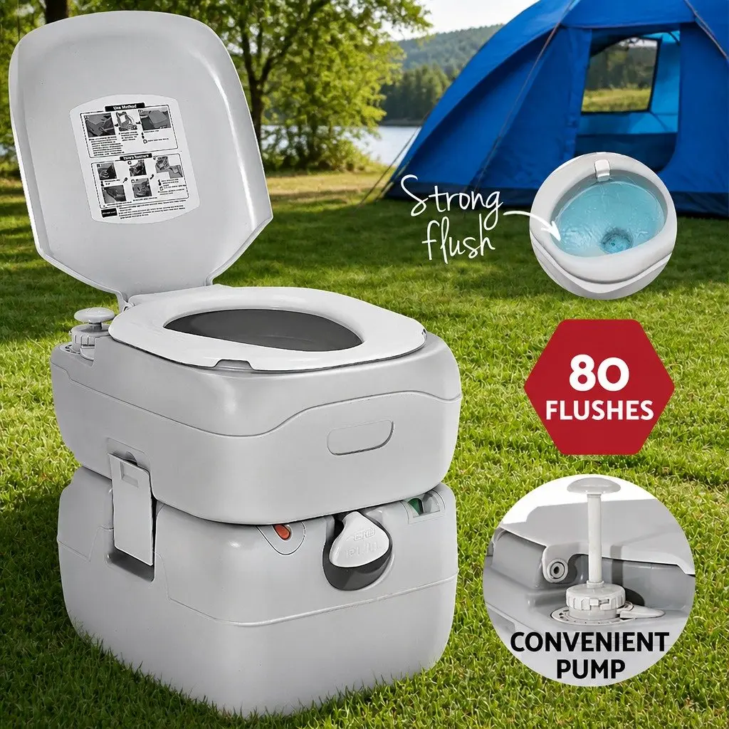 Portable Toilet Shower Tent Set Grey Green 22L Waste Tank 14L Freshwater Tank Quick Assembly Outdoor Privacy Ensuite