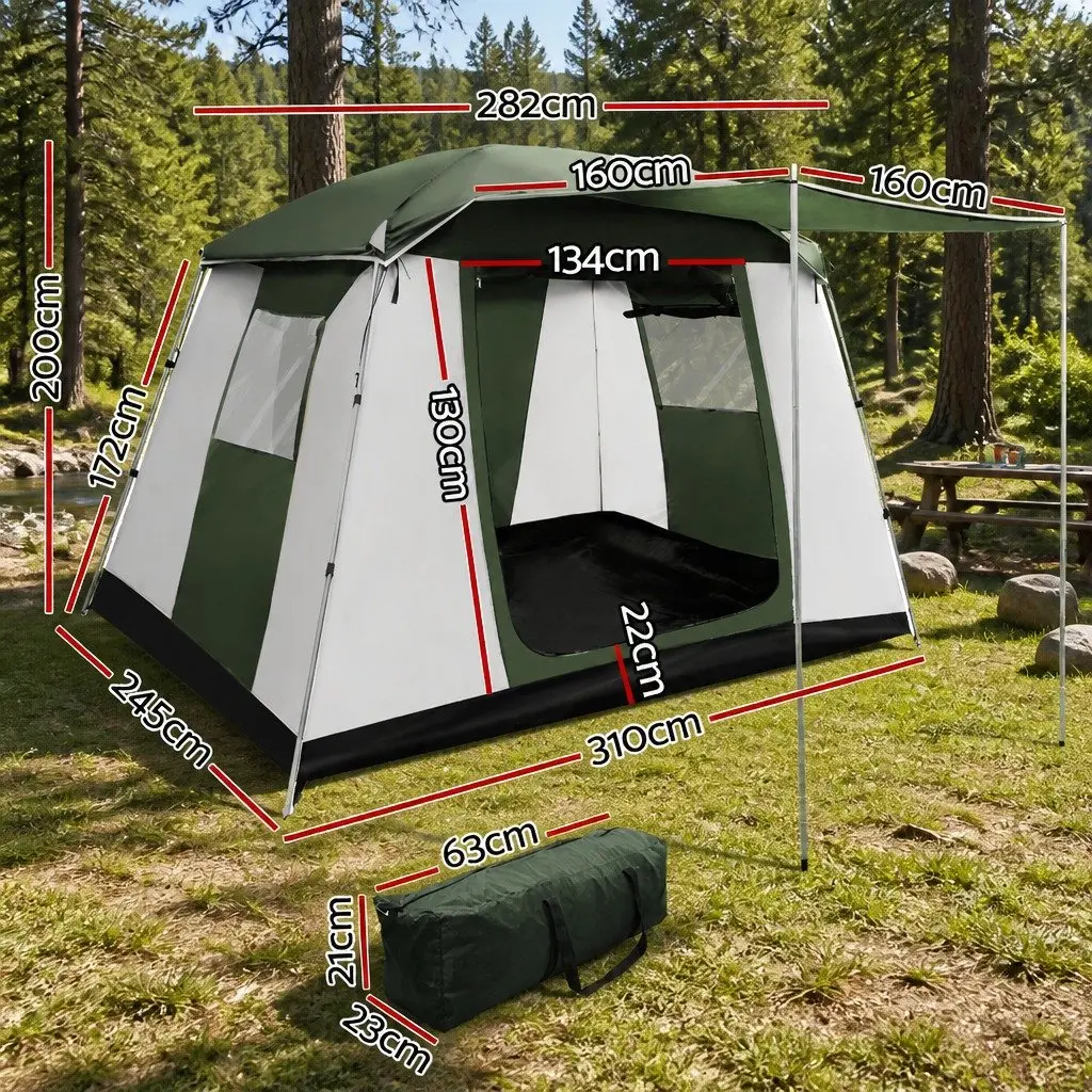 6 Person Camping Tent Green White Dome Shelter Outdoor Adventure