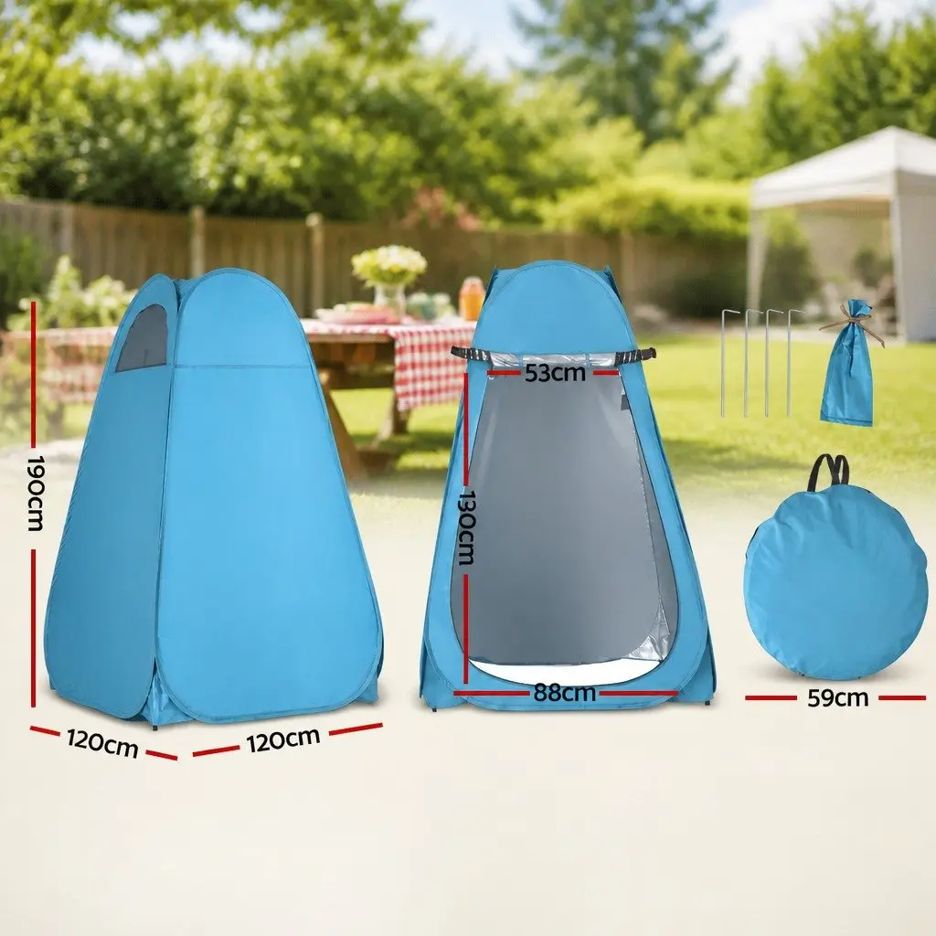 Pop Up Shower Tent Blue Portable Instant Setup Outdoor Privacy Change Room