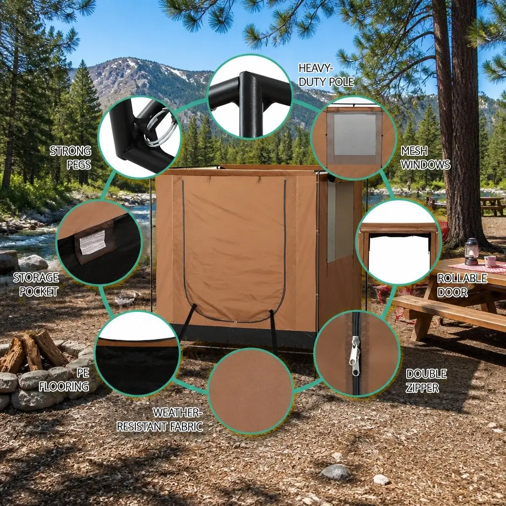 Car Side Awning Tent 2x2m SUV Camping Canopy Portable Outdoor Shelter Brown