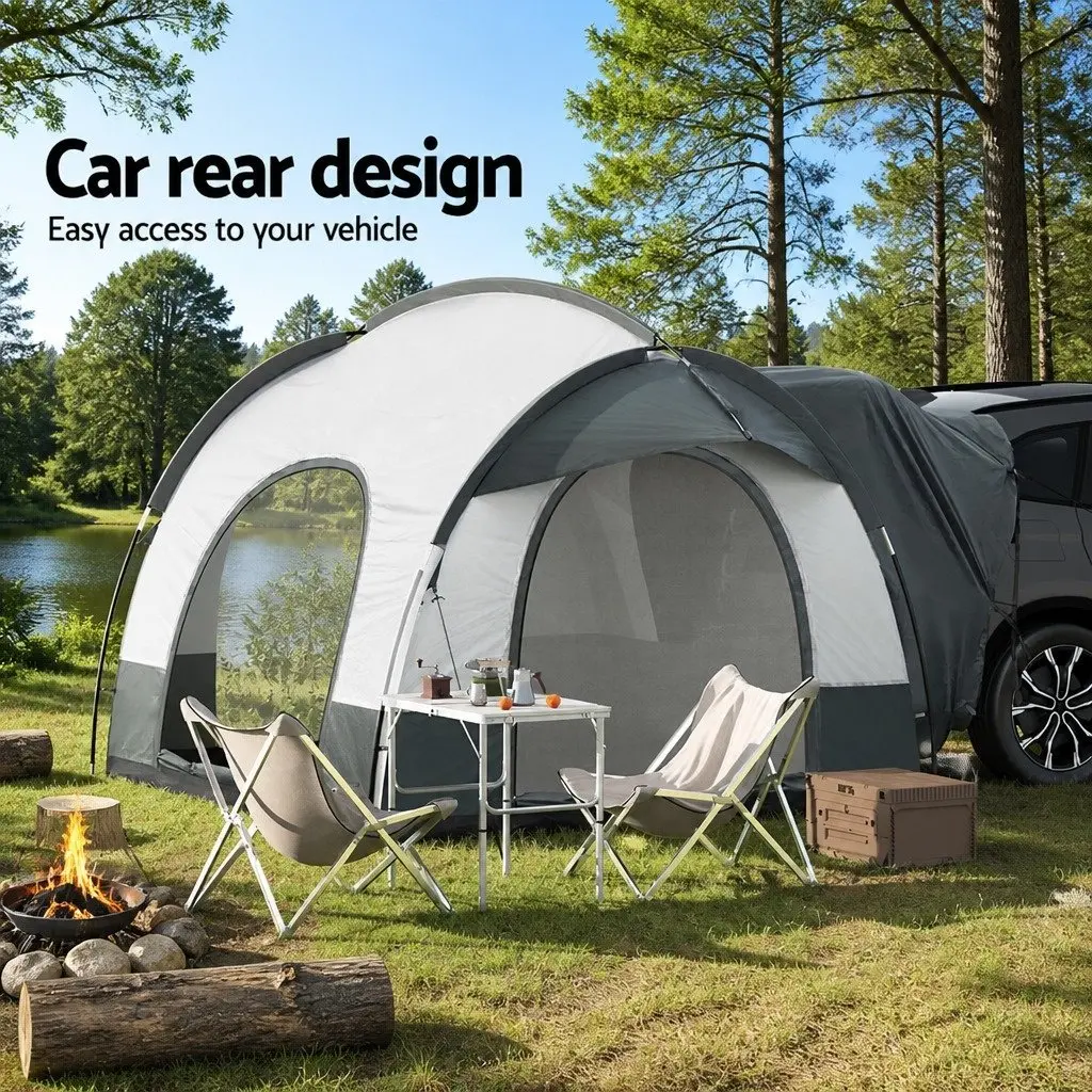 Car Rear Extension Camping Tent Grey Portable Water-resistant UV Protective 4 Person