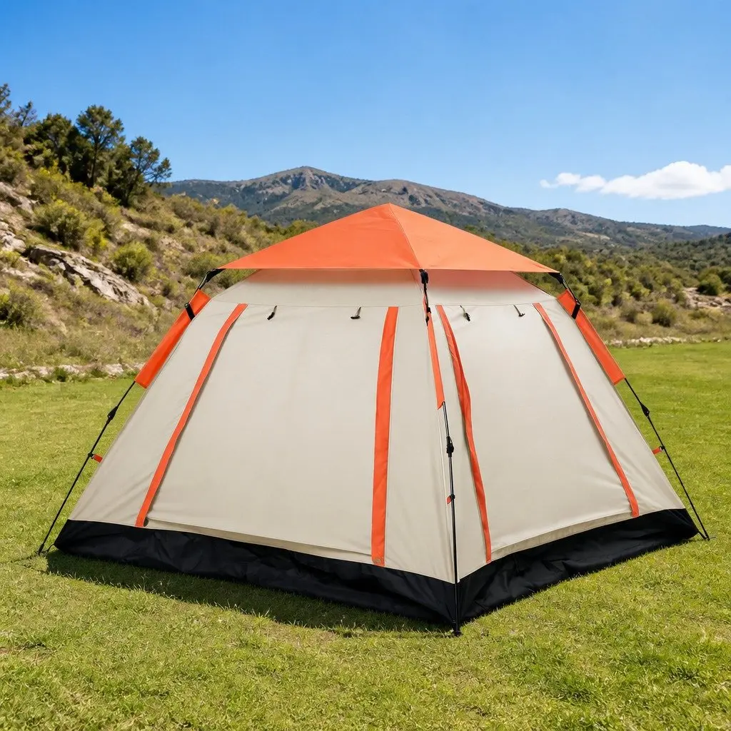 Pop Up Camping Tent Beige 3-4 Person Automatic Instant Setup Waterproof Outdoor