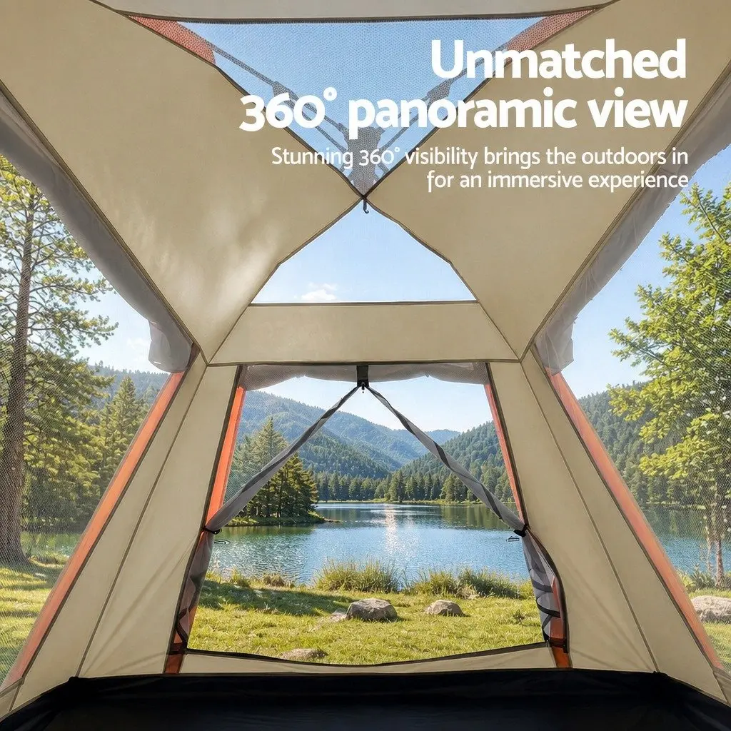 Pop Up Camping Tent Beige 3-4 Person Automatic Instant Setup Waterproof Outdoor