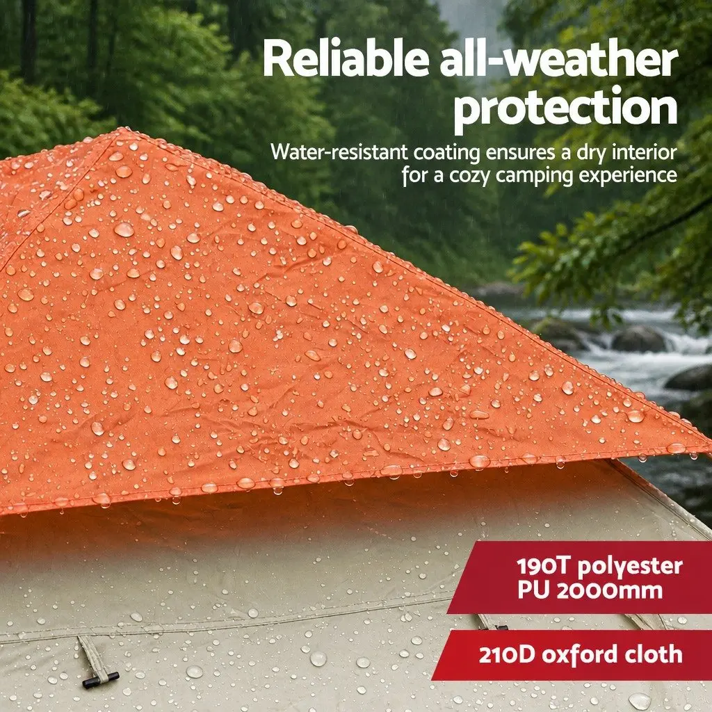 Pop Up Camping Tent Beige 3-4 Person Automatic Instant Setup Waterproof Outdoor
