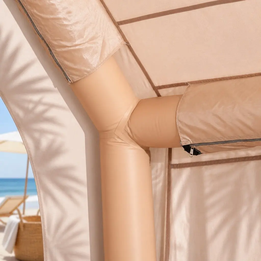Inflatable Camping Tent Brown 300CM Large Family Outdoor with Water Resistant Fabric and UV Protection