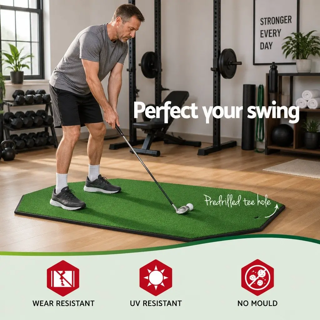 Golf Training Net Dark Green with Practice Mat Green Portable Indoor Outdoor Use