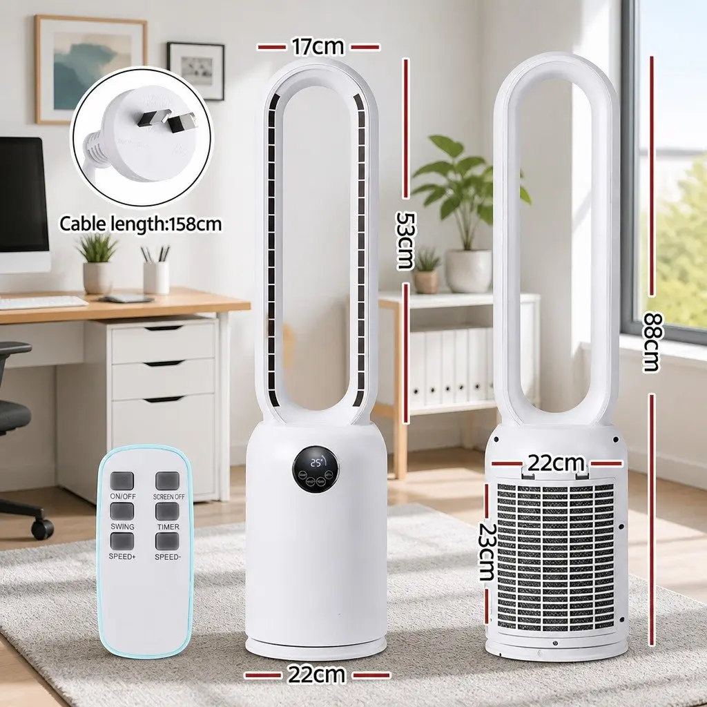 Bladeless Fan White 88cm 24 Speed Air Purification Remote Control