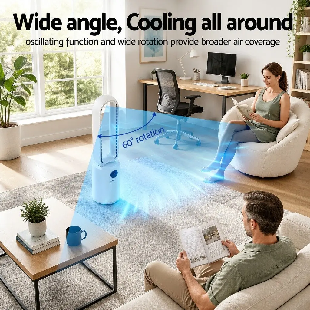 Bladeless Fan White 88cm 24 Speed Air Purification Remote Control