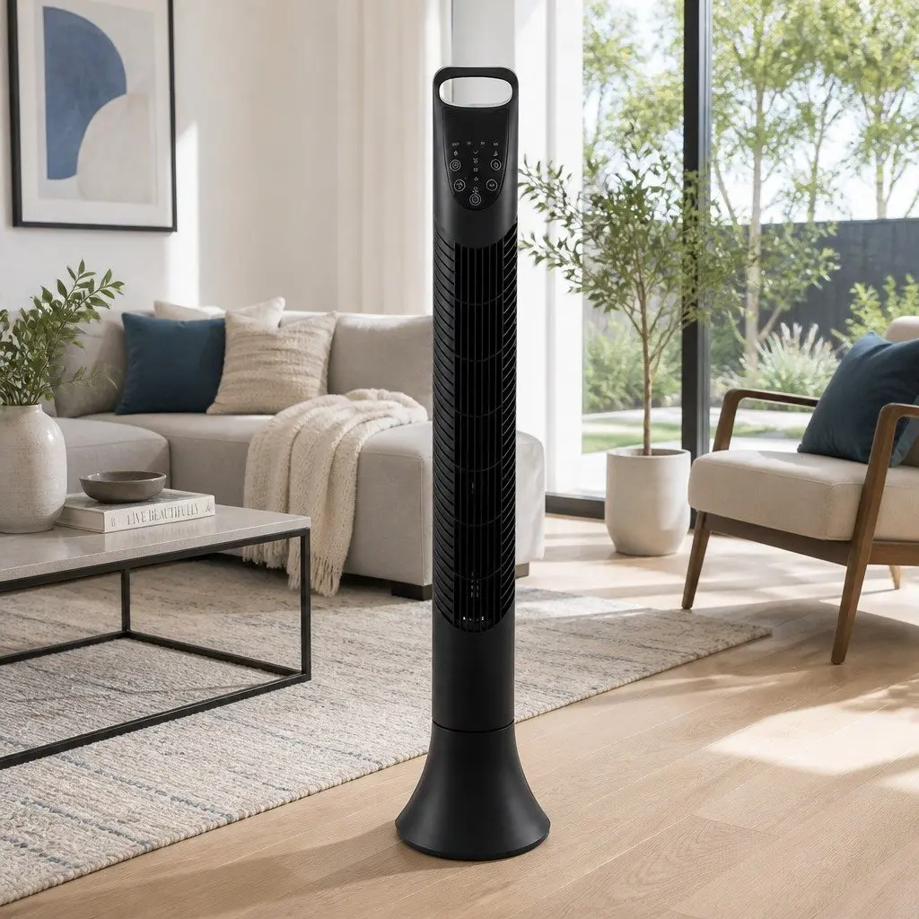 Tower Fan Oscillating 3 Speeds Remote Control 91cm Tall Slim Design