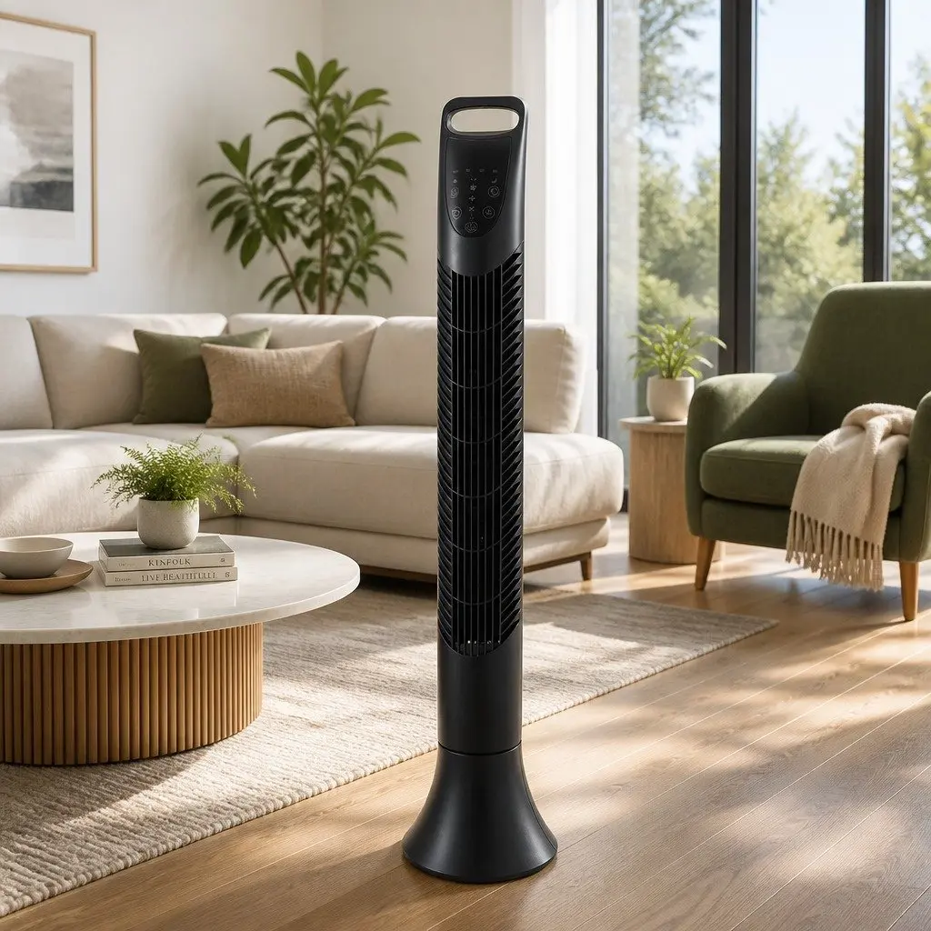 Tower Fan Oscillating 3 Speeds Remote Control 91cm Tall Slim Design