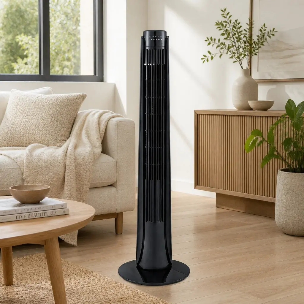 Tower Fan Oscillating 3 Speeds Remote Control 93cm Tall Slim Design Air Cooler