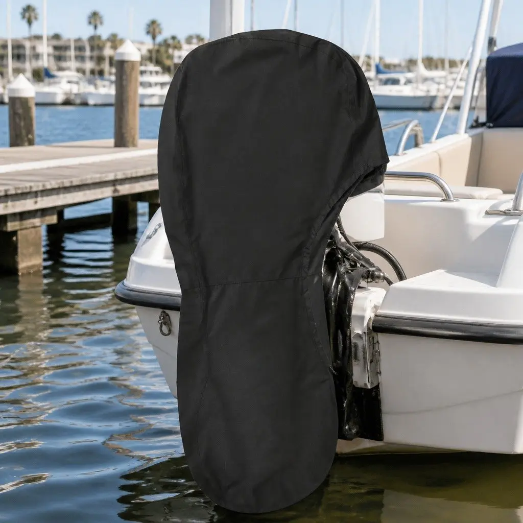 Outboard Motor Cover Black 100HP 150HP Full Protection Water Resistant UV Resistant