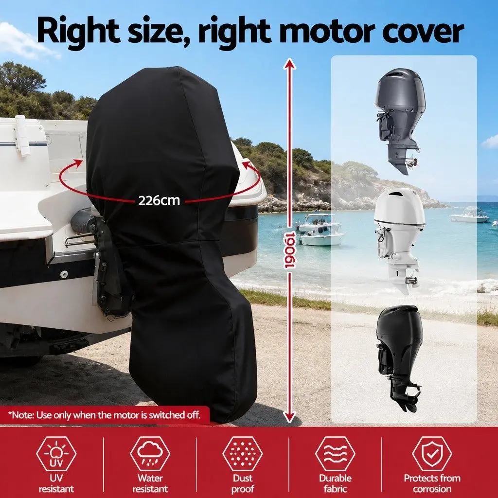 Outboard Motor Cover Black 100HP 150HP Full Protection Water Resistant UV Resistant