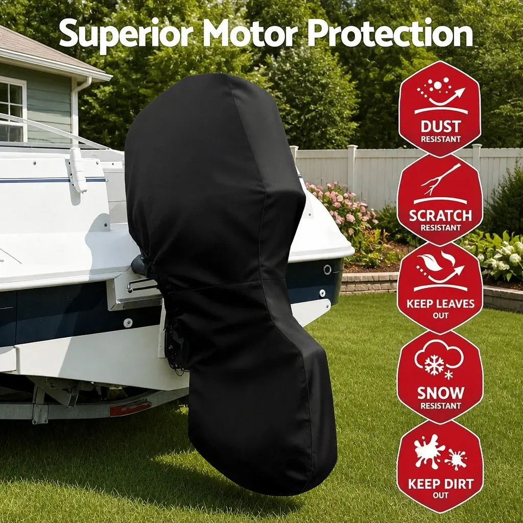 Outboard Motor Cover Black 100HP 150HP Full Protection Water Resistant UV Resistant