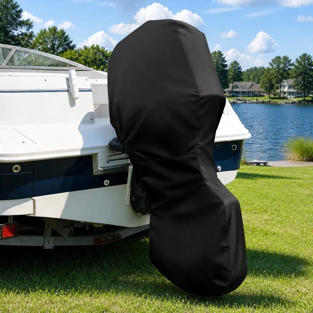 Outboard Motor Cover Black 100HP 150HP Full Protection Water Resistant UV Resistant