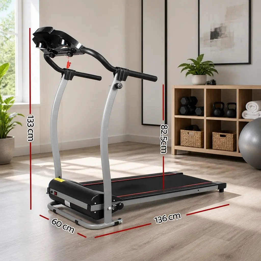 Electric Treadmill Black Foldable 340mm Belt 12 Programs