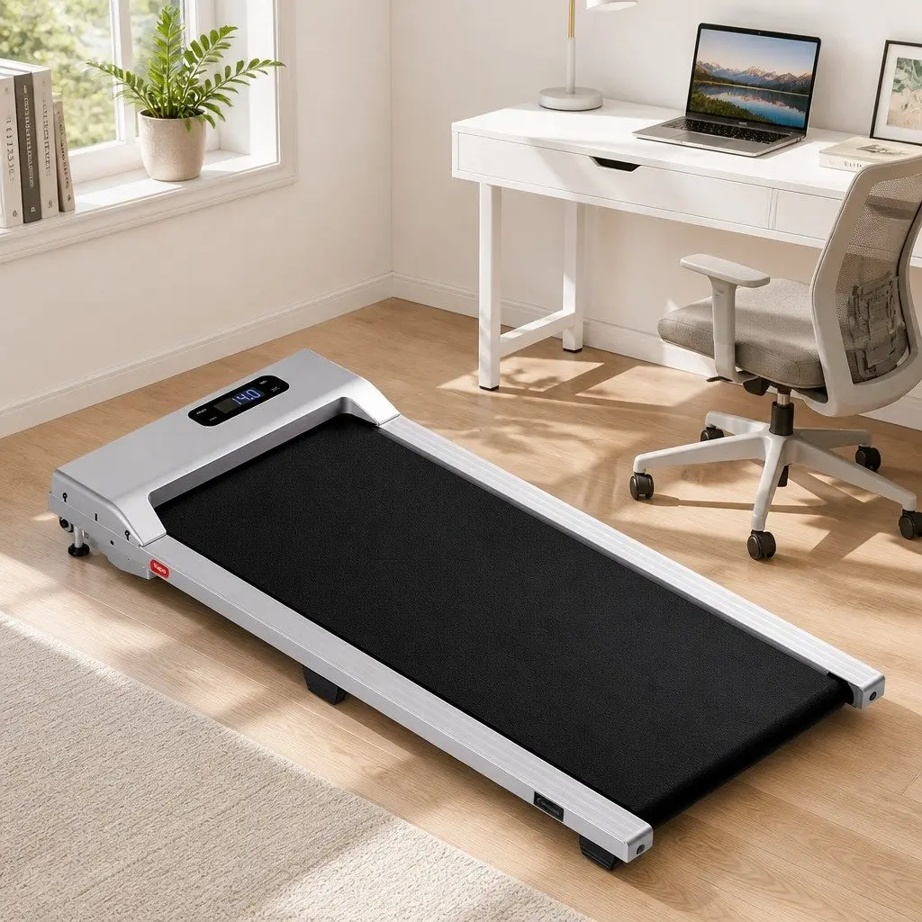 3 in 1 Walking Pad Treadmill Silver Compact Under Desk Fitness Machine with 12% Incline