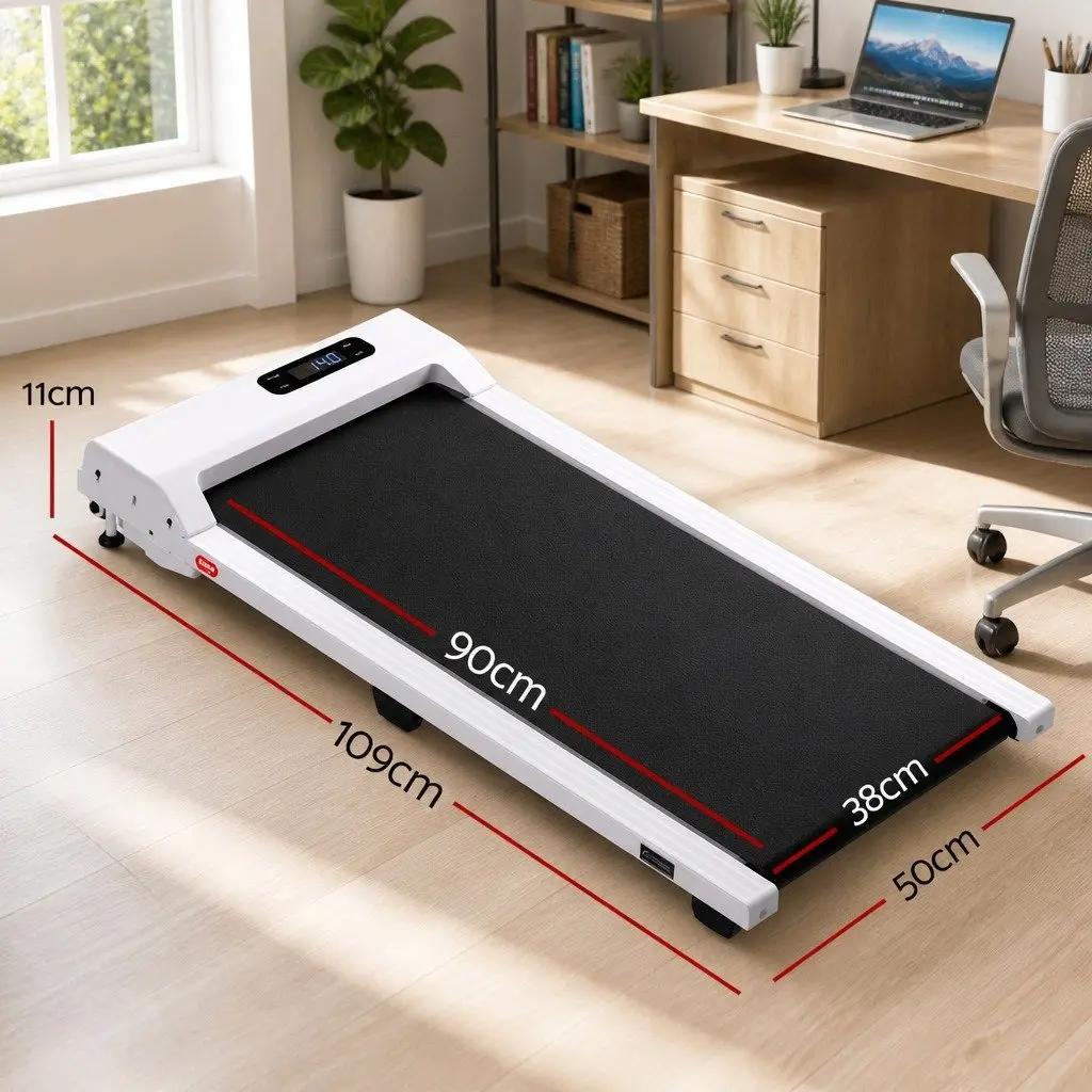 Walking Pad Treadmill 3-in-1 Under Desk Home Gym 12% Incline 38cm Belt White