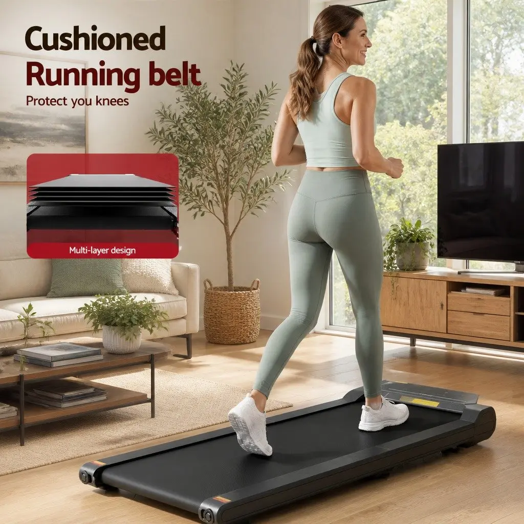 2-in-1 Walking Pad Treadmill Black 100 x 38 cm Foldable Under Desk Home Gym Machine