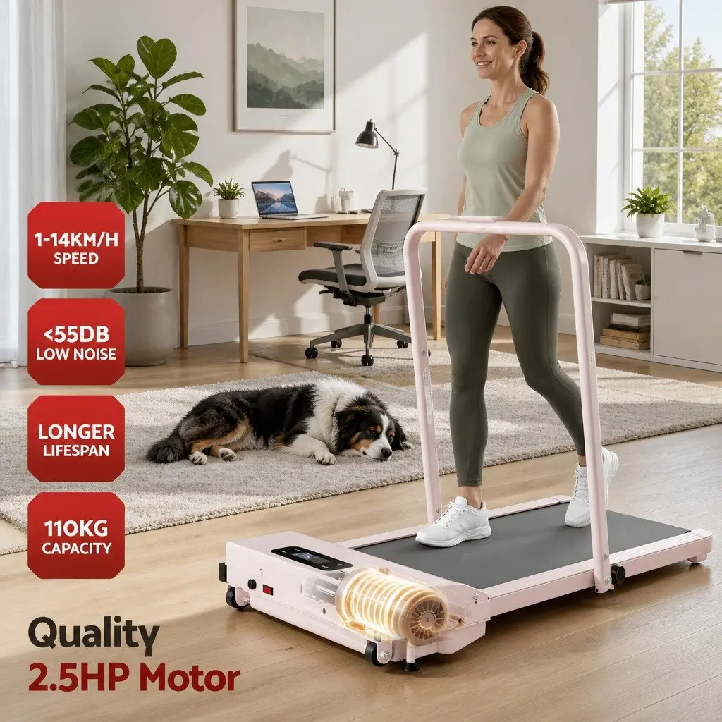 Walking Pad Treadmill Pink 90 x 38 cm 3-in-1 Foldable Under Desk Home Gym with 12% Incline