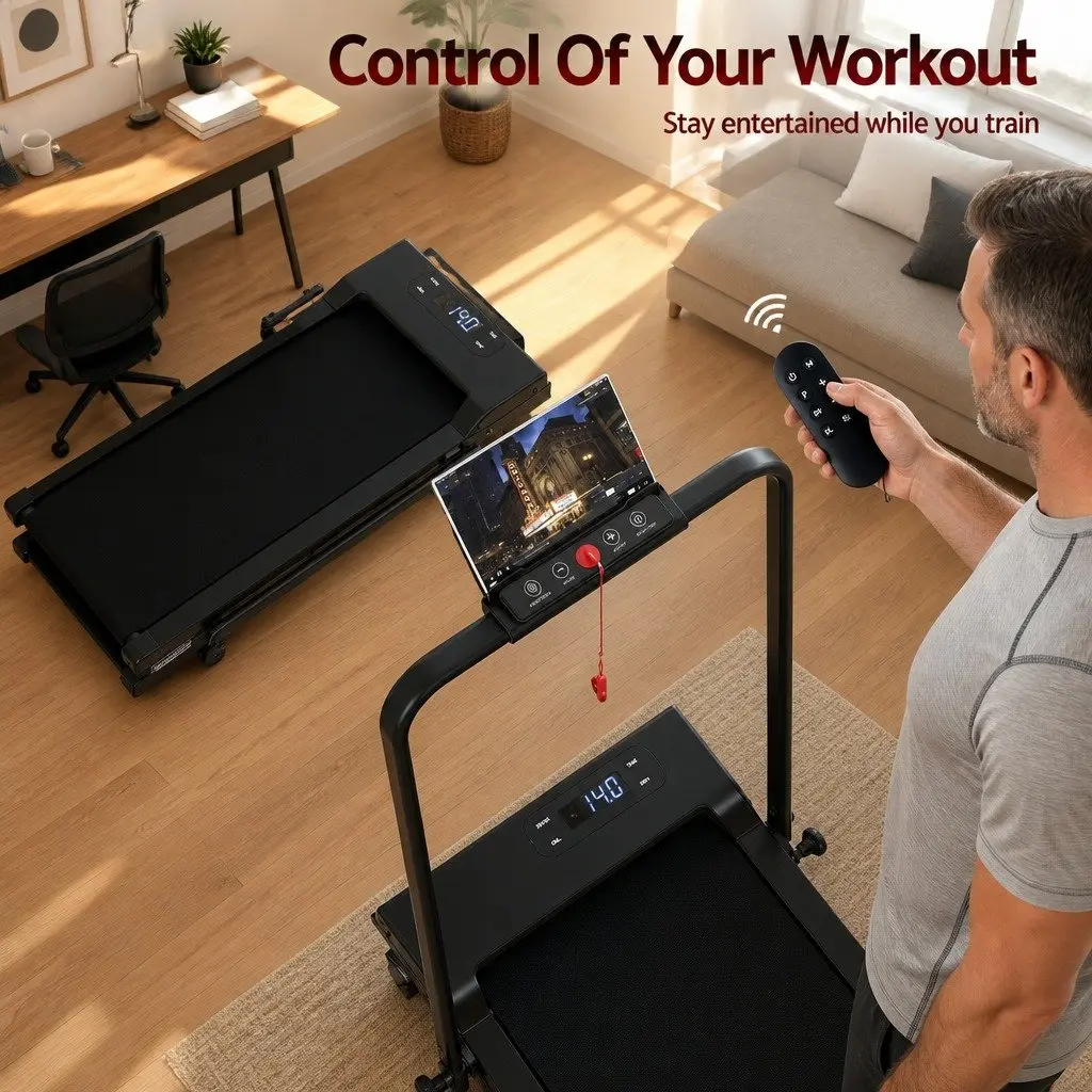 3 in 1 Walking Pad Treadmill 12% Incline Foldable Under Desk Home Gym Machine