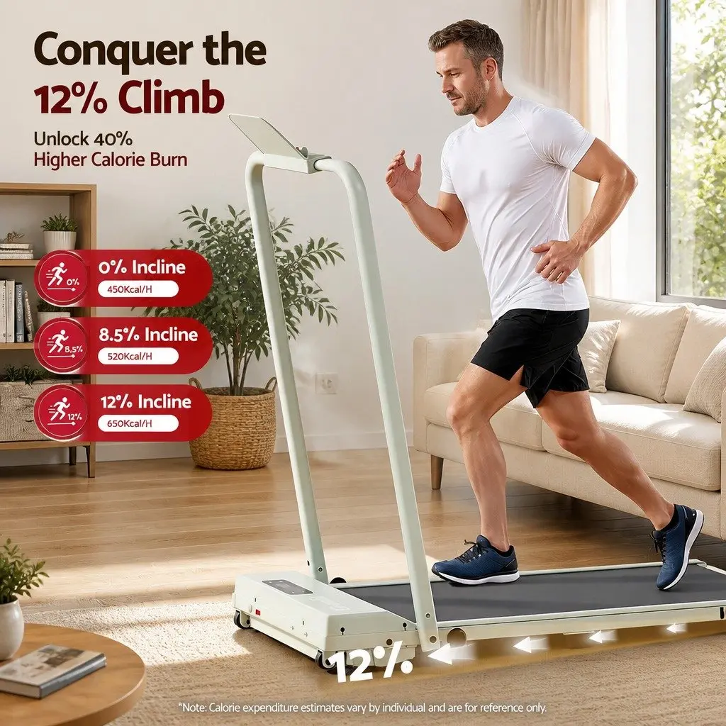 Walking Pad Treadmill 3-in-1 Foldable Under Desk Home Gym Machine 12% Incline