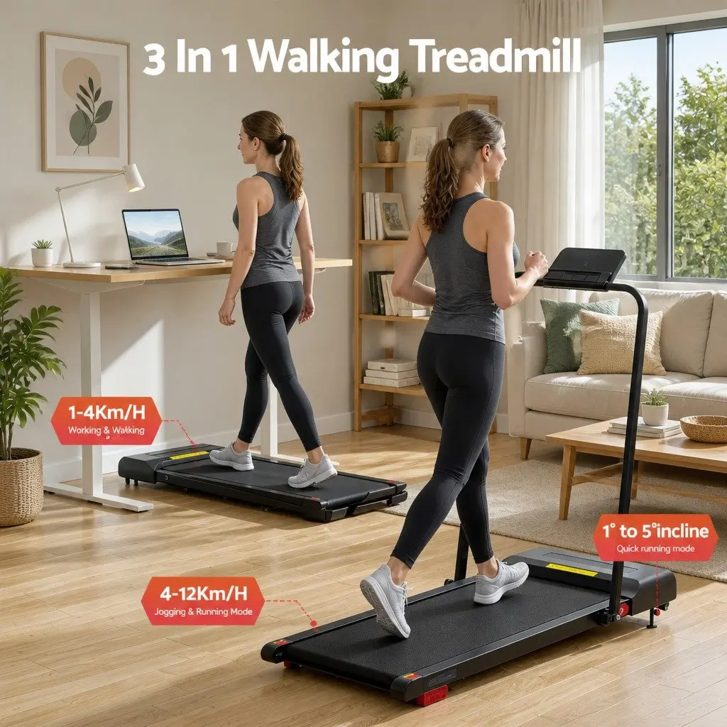 Electric Walking Pad Treadmill Foldable Under Desk Home Fitness 380mm Black