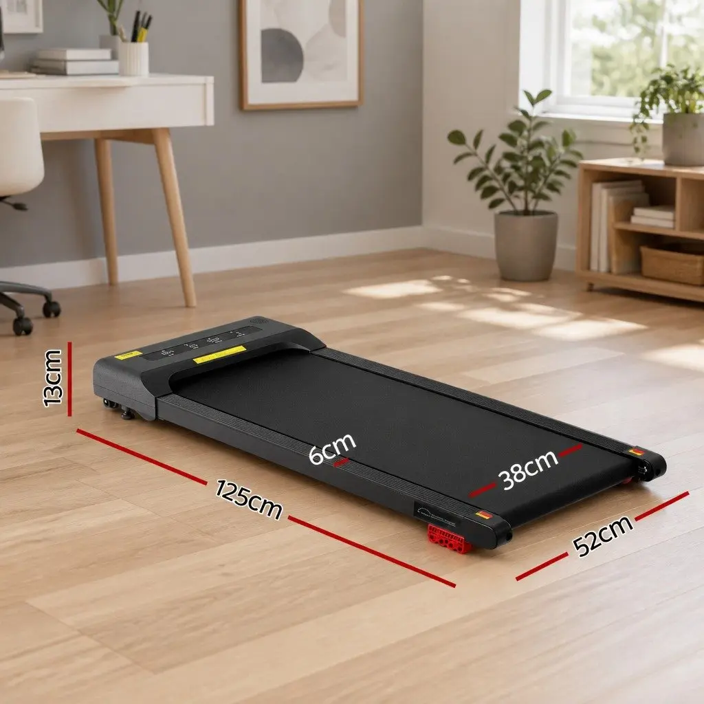 Electric Treadmill Black 380mm Compact Under Desk Incline 3 Level Honeycomb Shock Absorption