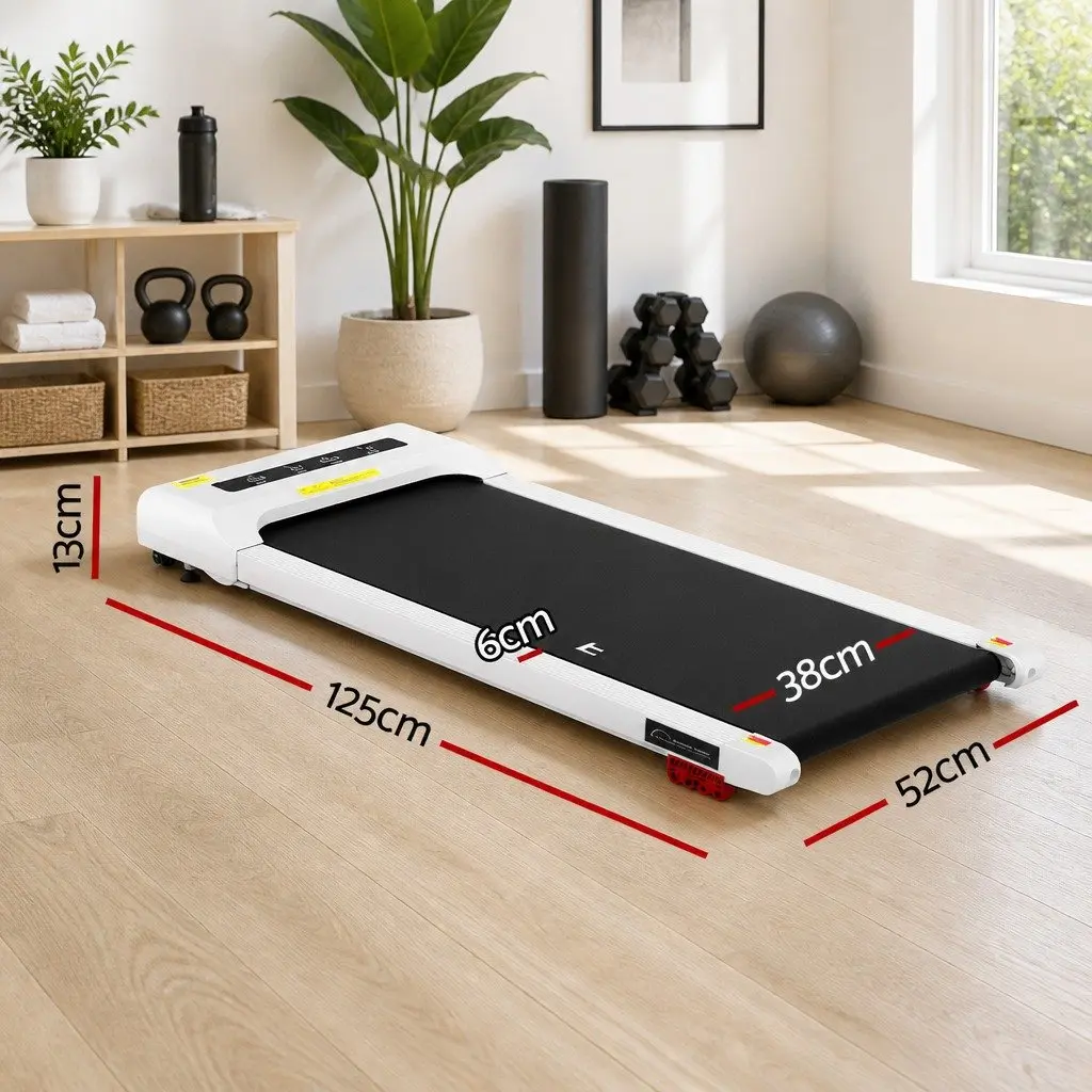 Electric Walking Pad Treadmill White 380mm Adjustable Incline Home Office Gym