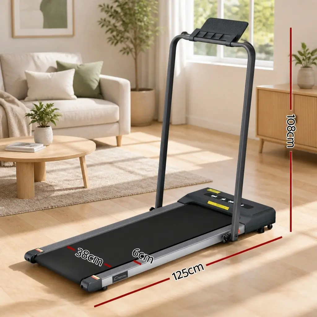 Electric Treadmill Grey Foldable Compact Shock Absorbing Running Belt