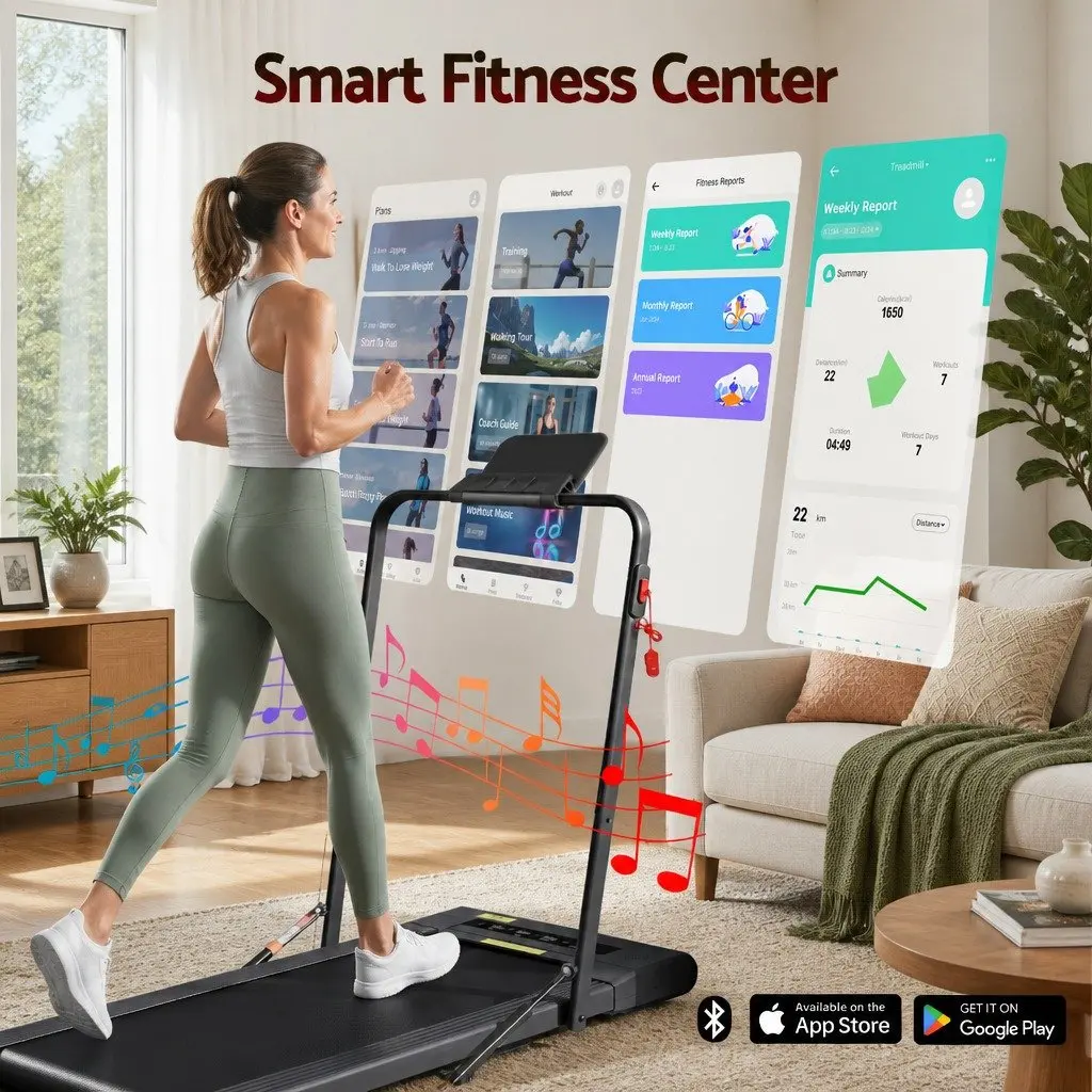 Electric Walking Pad Treadmill Under Desk Foldable Home Gym Fitness 400mm Black