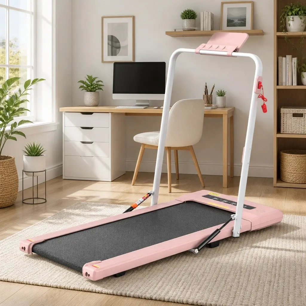 2 in 1 Electric Walking Pad Treadmill Under Desk Folding Home Gym Fitness