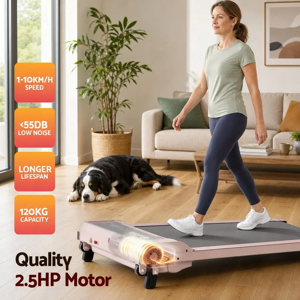 Walking Pad Treadmill 3 in 1 Under Desk Home Gym 12% Incline 40cm Belt Pink