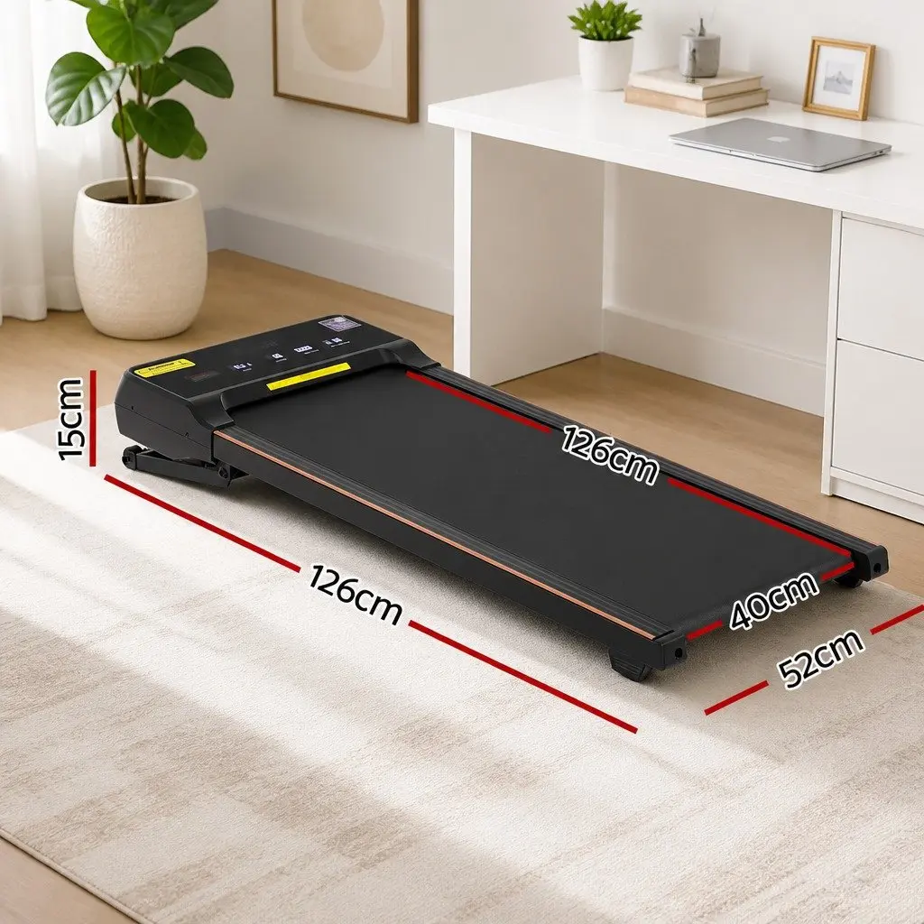 3 in 1 Walking Pad Treadmill Black 126 x 52 x 15 cm Auto Incline 20% Home Gym Under Desk Fitness