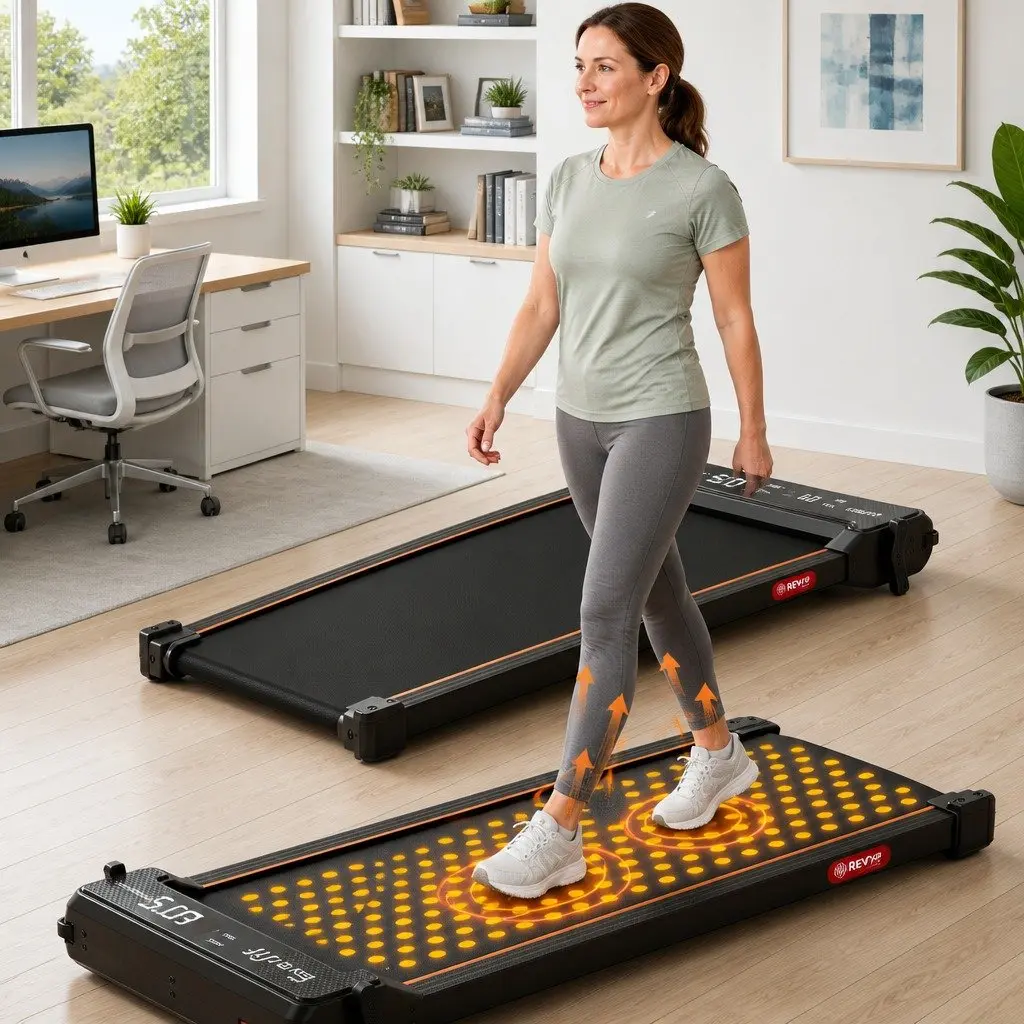 Walking Pad Treadmill Black Dual-Sided Under Desk with Foot Massage 2 in 1 400mm Wide Shock-Absorbing Anti-Slip Running Belt
