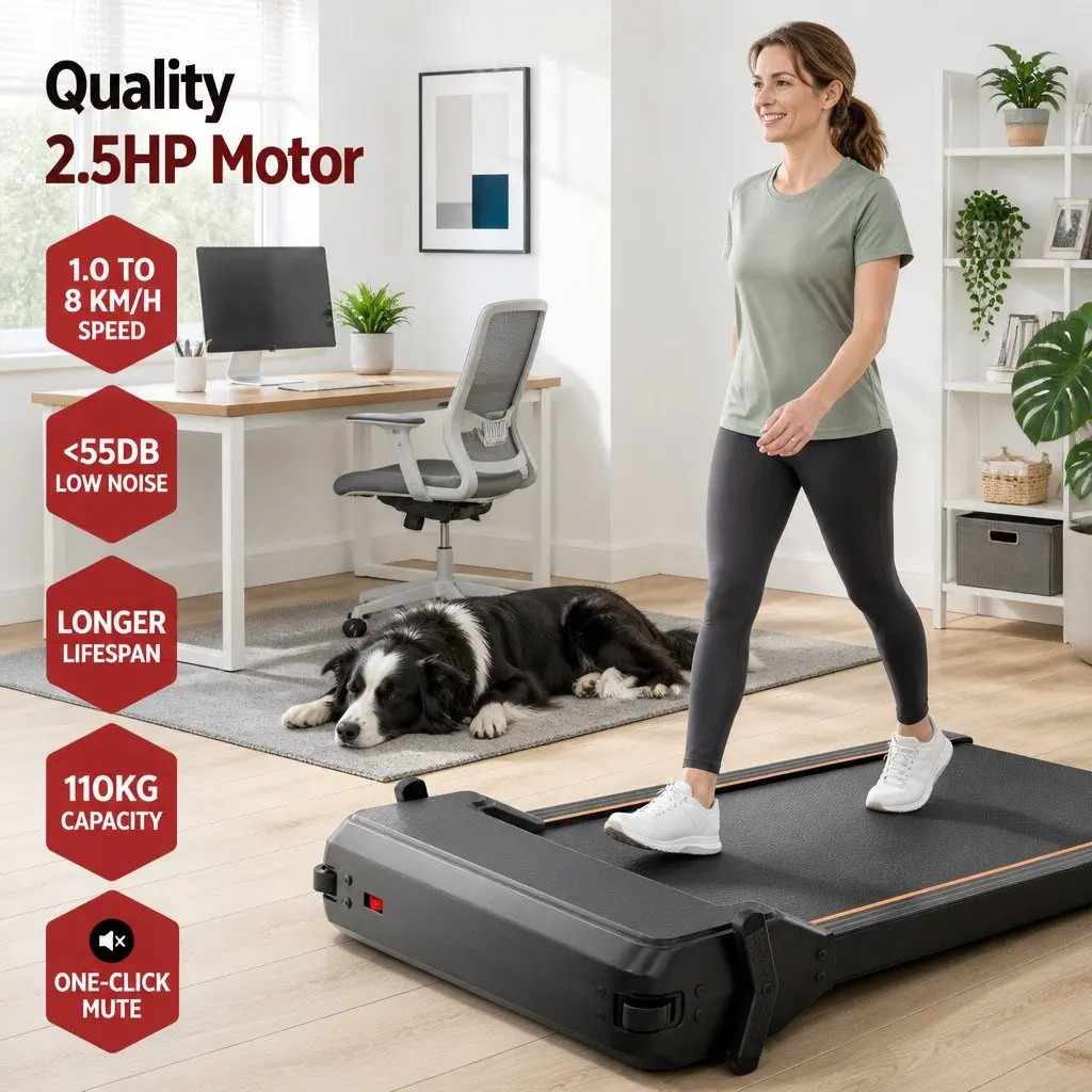 Walking Pad Treadmill Black Dual-Sided Under Desk with Foot Massage 2 in 1 400mm Wide Shock-Absorbing Anti-Slip Running Belt