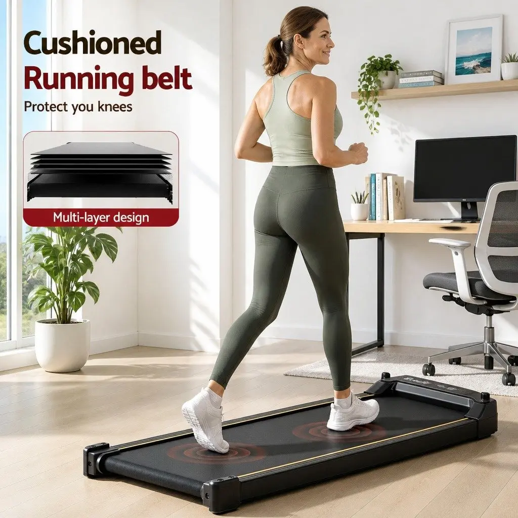 Walking Pad Treadmill Black Dual-Sided Under Desk with Foot Massage 2 in 1 400mm Wide Shock-Absorbing Anti-Slip Running Belt