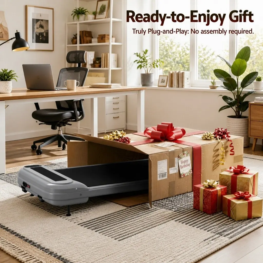 Electric Treadmill Grey Compact Under Desk 3 Level Incline Quiet Motor