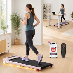 Electric Walking Pad Treadmill 3-Level Incline Under Desk Home Gym Pink