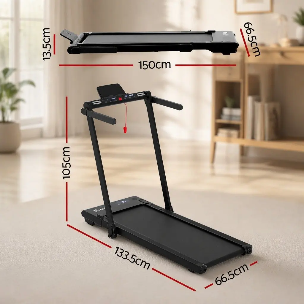 3-in-1 Treadmill Black 40cm Foldable Under Desk with RGB LED Lights