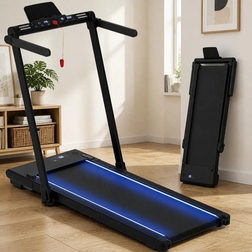 3-in-1 Treadmill Black 40cm Foldable Under Desk with RGB LED Lights