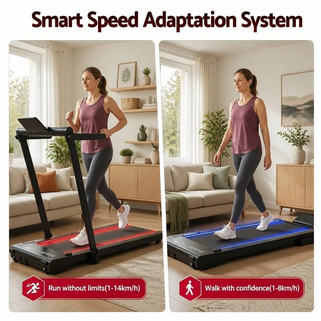 3-in-1 Treadmill Black 40cm Foldable Under Desk with RGB LED Lights