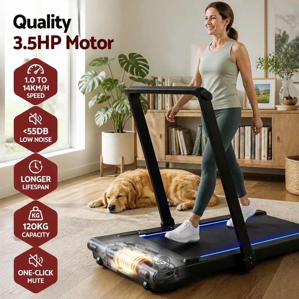 3-in-1 Treadmill Black 40cm Foldable Under Desk with RGB LED Lights