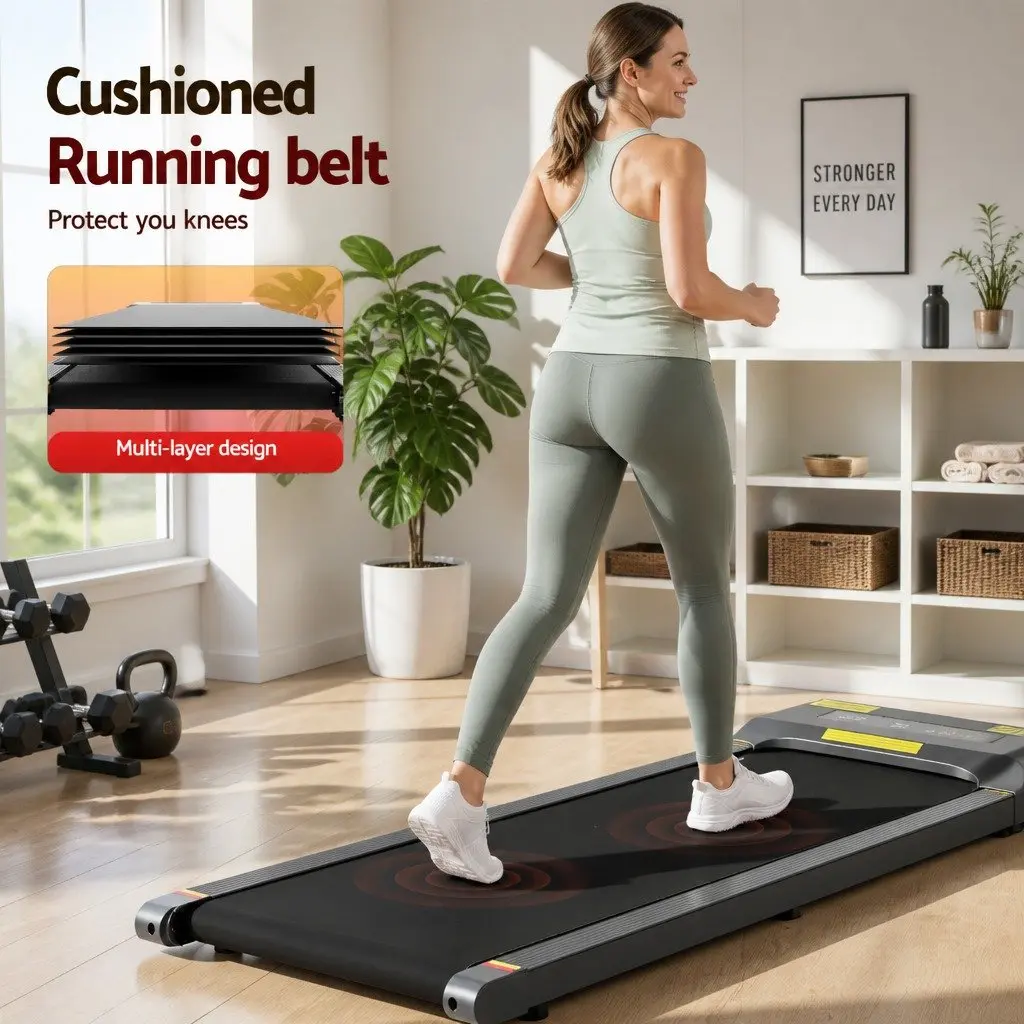 Electric Walking Pad Treadmill 2 in 1 Under Desk Home Gym Fitness Machine Grey