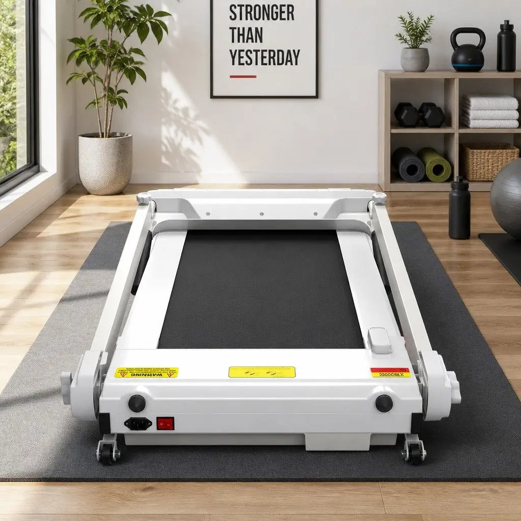 Electric Treadmill White Foldable 12 Programs Speed Range 1-14km/h