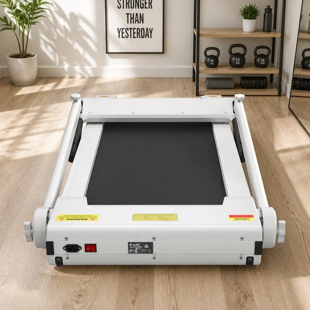 Electric Treadmill White Foldable Home Gym Fitness Machine 12 Programs LCD Display